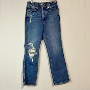 Good American Women’s Distressed Denim Jeans Blue Size 8 FLAW
